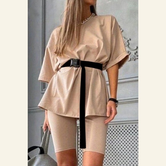 Khaki Leisure Set w/ Belt - Picture 2 of 4